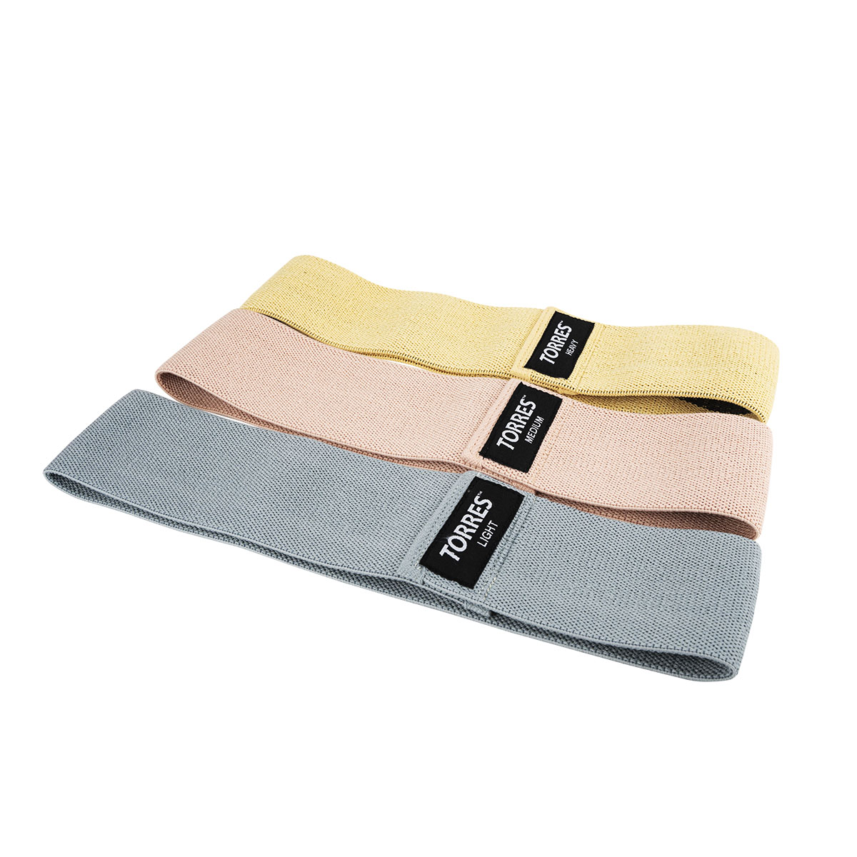 Эспандер TORRES набор эластичных петель, AL02205, ткань, д.38 см, ш.8 см, 3 жгута разн сопр.