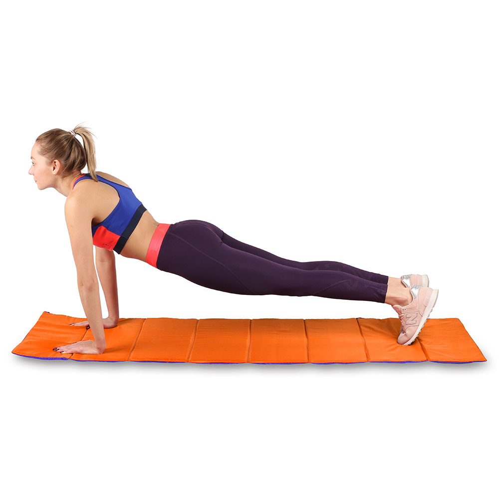 Коврик гимнастический INDIGO, SM-042-OBL, полиэстер, стенофон, оранжево-синий