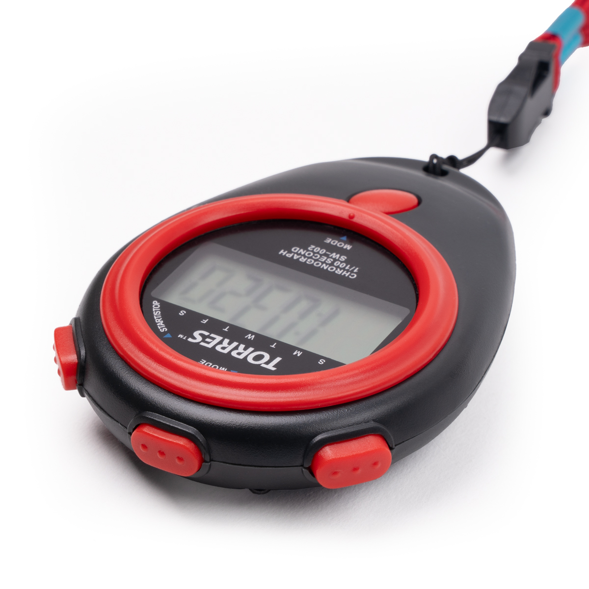 Секундомер TORRES Stopwatch, SW-002, часы, будильник, дата, шнур с карабином, черно-красн. NEW