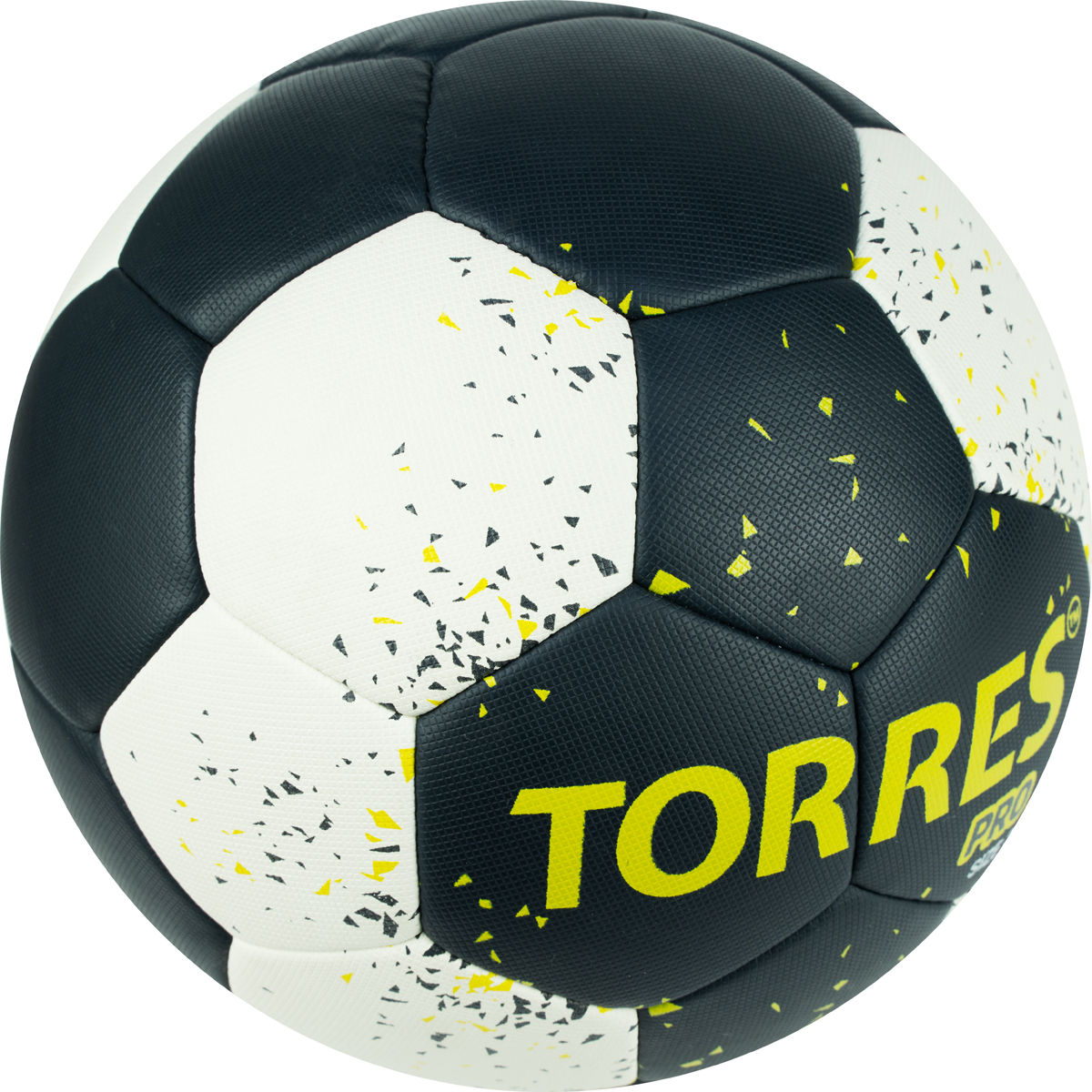 Мяч ганд. TORRES PRO, H32161, р.1, ПУ, 4 подкл. слоя, гибрид. сшивка, черно-бел-желт