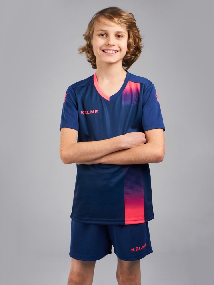 Детская футбольная форма KELME Short Sleeve Football Kid (Dark Blue/Pink)
