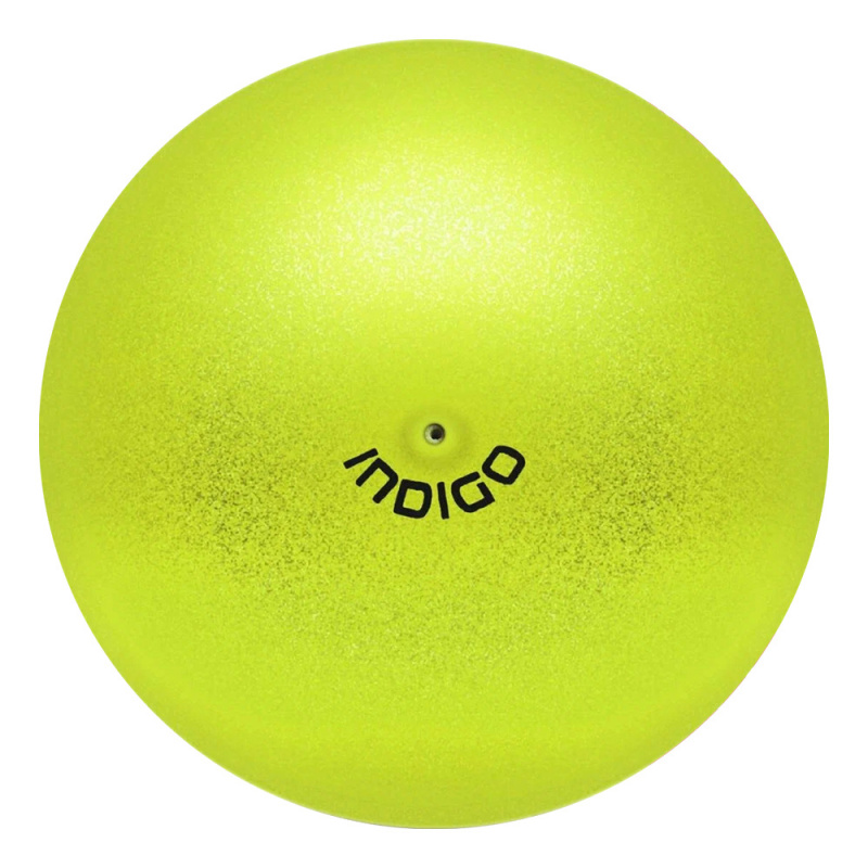 Мяч для художественной гимнастики INDIGO, IN119-LI, диам. 15 см, ПВХ, лимонный металлик с блестками