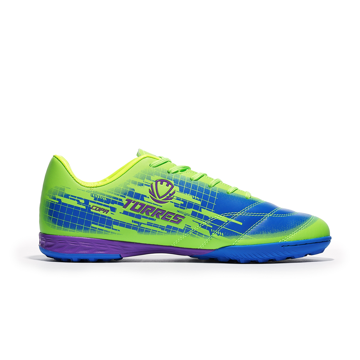 Бутсы футб.(многошиповки) TORRES COPA, TS234237-350-38, р.38, резина,ПУ,текстиль, салатово-синий