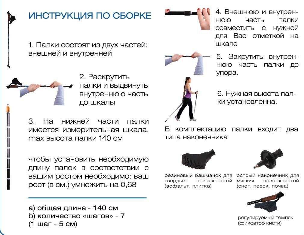 Палки для скандинавской ходьбы Ergo Nordic,  Е-0673, алюмин.сплав, амортиз., 110-140 см, синий