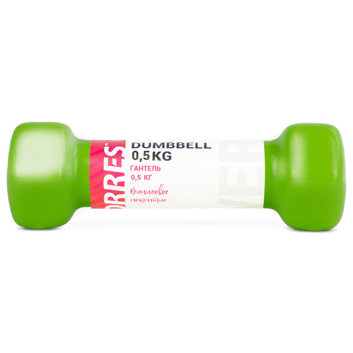 Гантель TORRES 0,5 кг, PL522201, металл в виниловой оболочке, форма шестигранник, салатовый