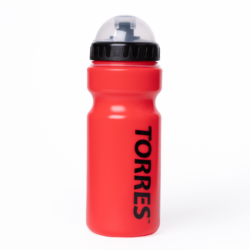 Бутылка для воды TORRES, SS1066, 550 мл, крышка с колп., мягк. пласт., красная, черная крышка