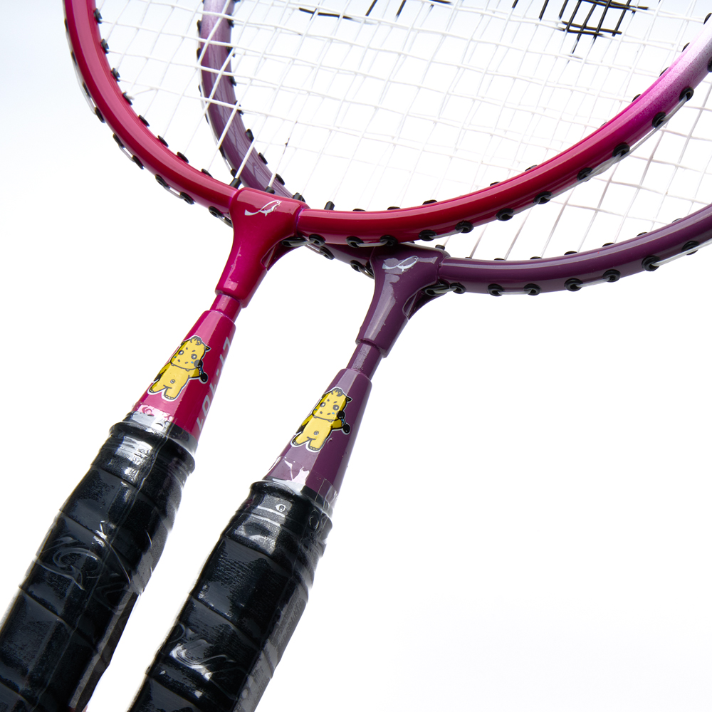 Набор для бадм. DOUBLE FISH JINQUE LT-101 детск, для начинающ.,дл.450мм,стал.стерж,алюм.обод, малин/