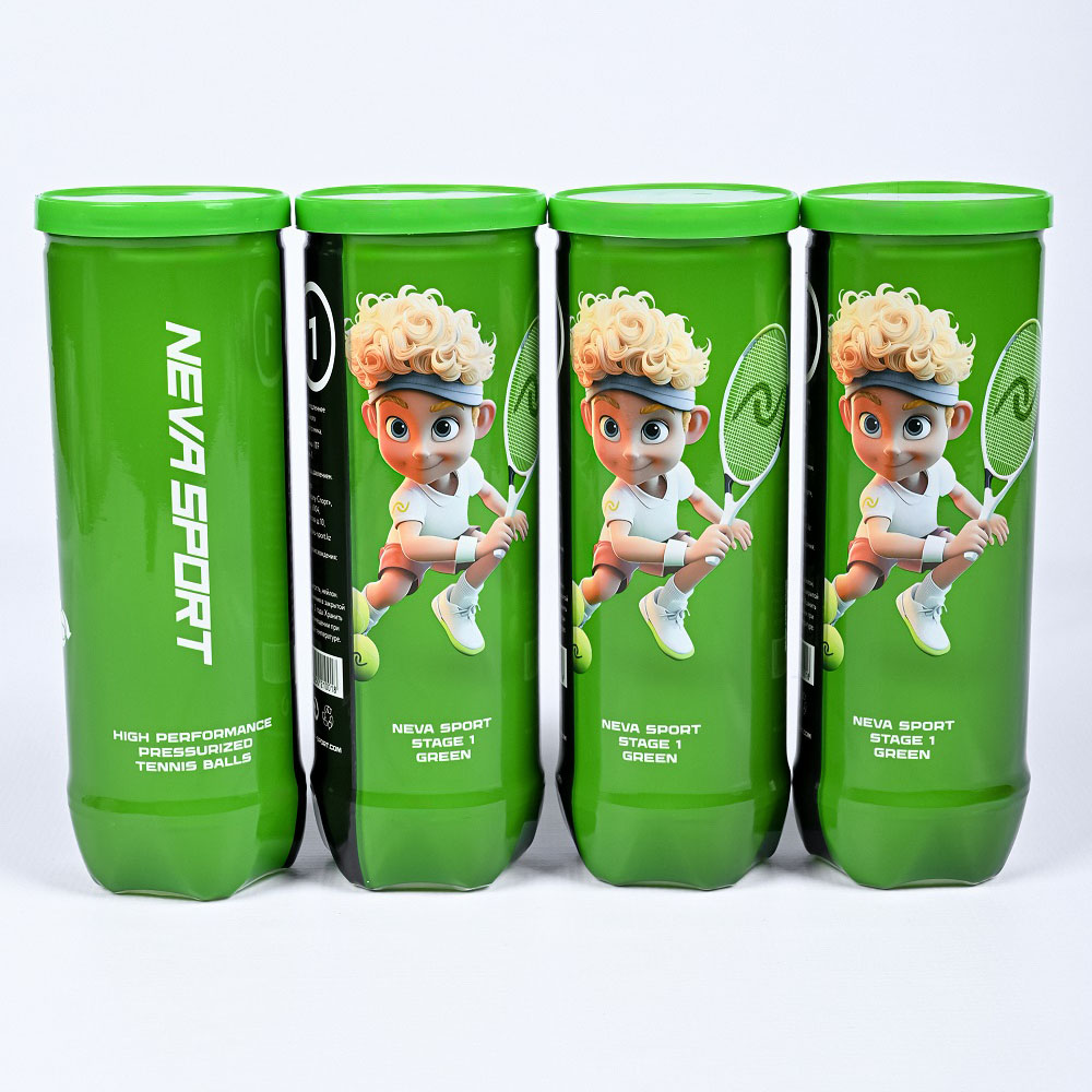 Мяч теннисный детский NS Green, 5021001, уп.3 шт, резина, шерть, нейлон, желто-зеленый