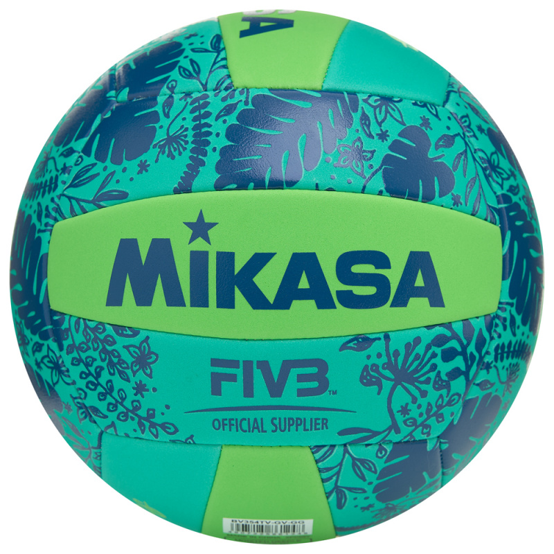 Мяч вол. пляжн. MIKASA BV354TV-GV-GG, синт.кожа (ТПЕ),маш.сш.,18 пан, бут.кам, салатово-синий