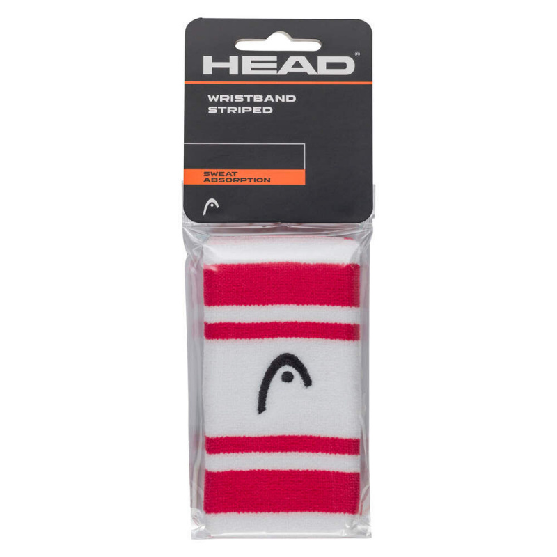 Напульсники HEAD 5" striped, 285874-MAWH, ширина 12,7 см, 90% нейлон,10% эластан,пара,бело-малиновый