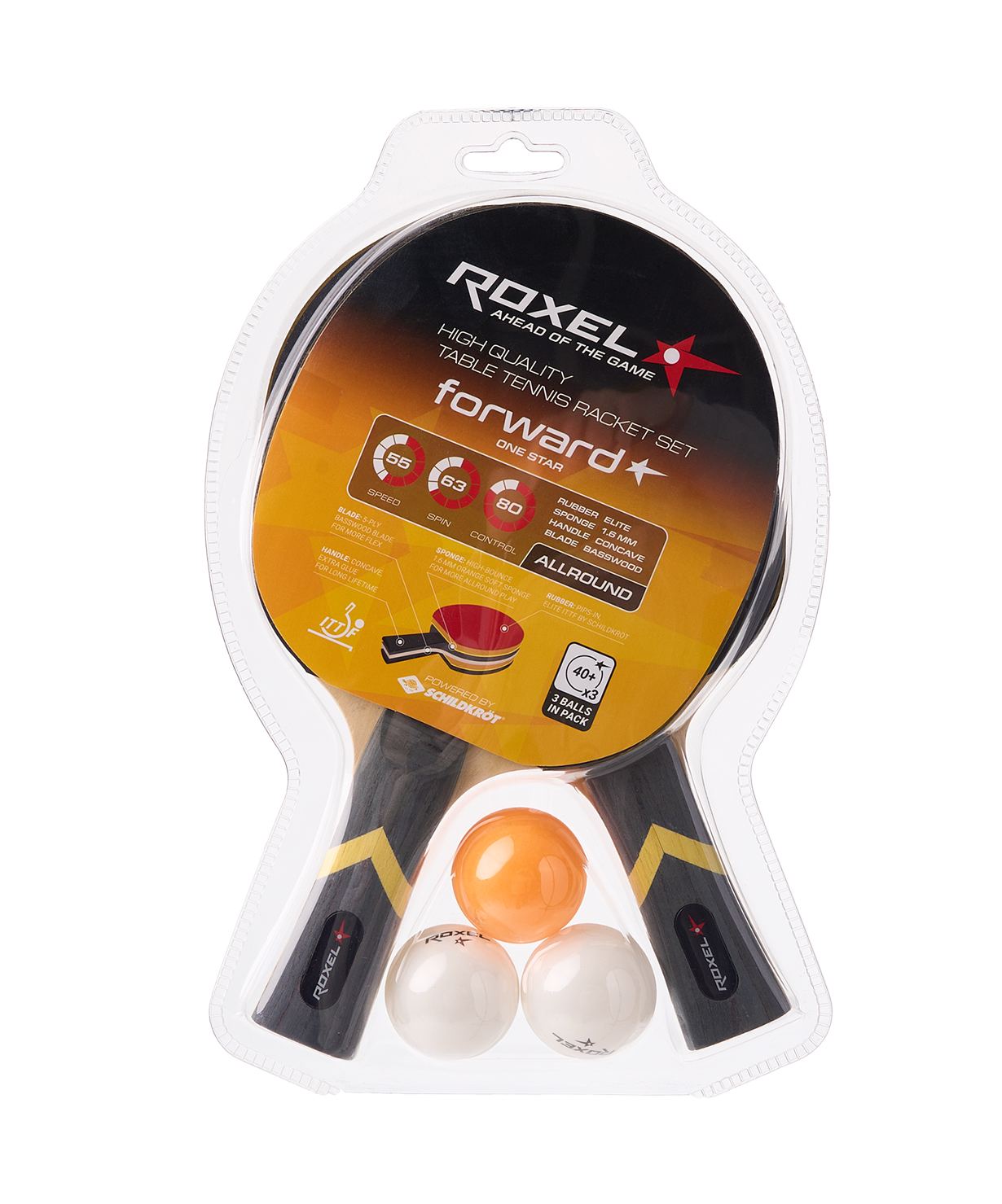 Набор для настольного тенниса Roxel Forward, 2 ракетки, 3 мяча