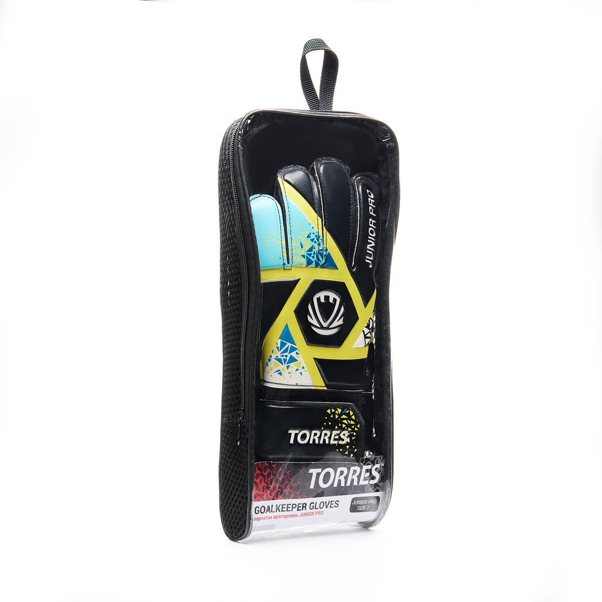 Перчатки врат. TORRES Junior PRO, FG0523808-6, р.6, 4 мм латекс, удл.манж., черно-желто-голубой