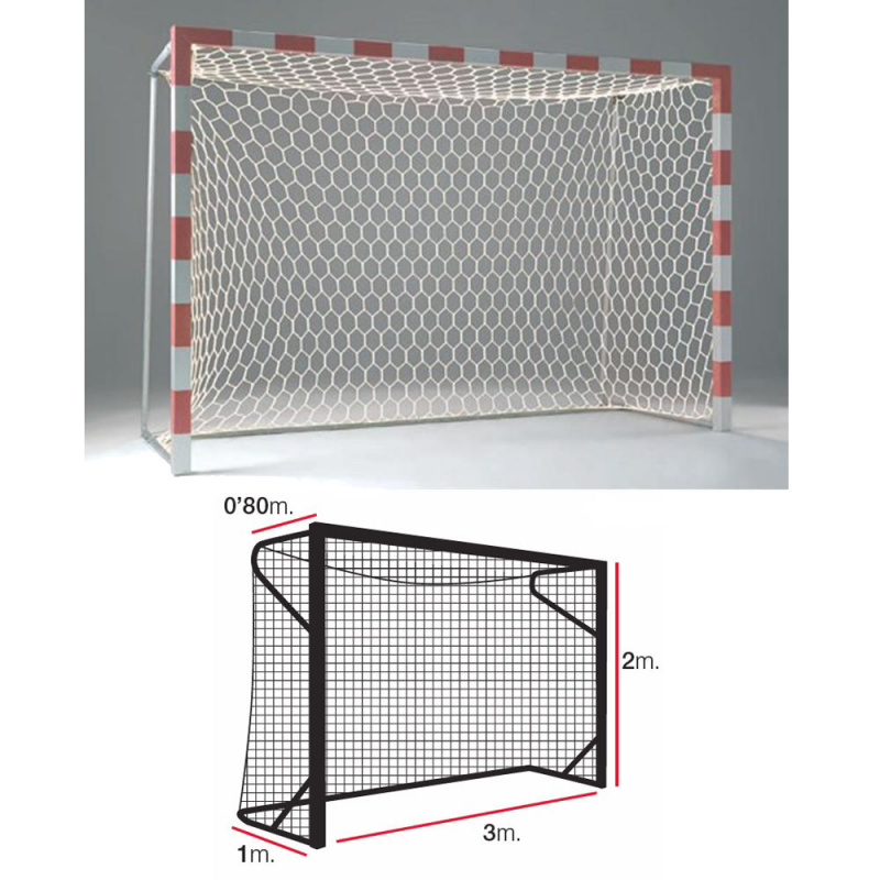 Сетка ганд./фут. EL LEON DE ORO, 11444015000,a:3.0 b:2.0 c:0.8 d:1.0м,4мм ПП, ячейка 12х12 см, бел