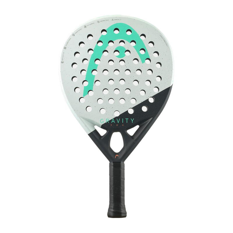 Ракетка для падела HEAD Gravity Pro, 224004, для продвинутых игроков, карбон, бело-серо-бирюзовый