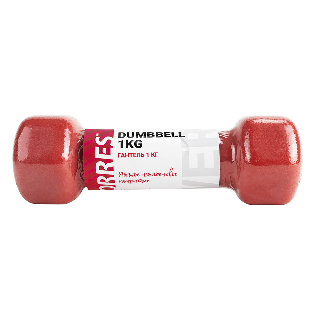 Гантель TORRES 1 кг, PL55011, металл в неопреновой оболочке, форма шестигранник, красный