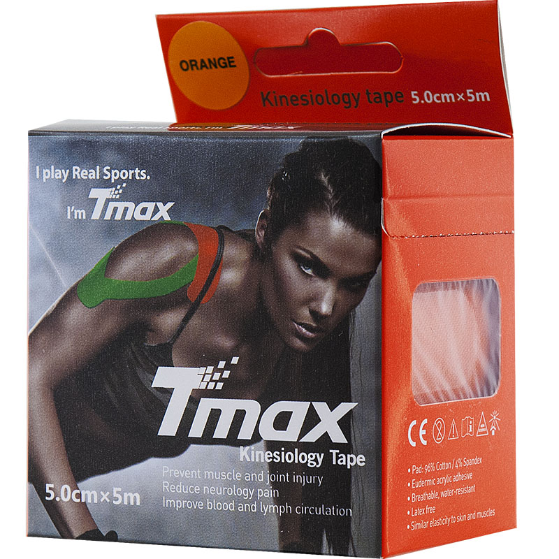 Тейп кинезиологический Tmax Extra Sticky Orange (5 см x 5 м), 423167, оранжевый