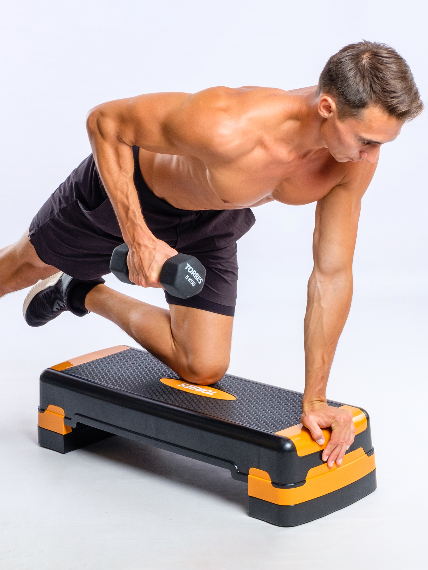 Степ-платформа TORRES, AL1023, три уровня, 90см*32см*15/20/25см, оранжево-черный