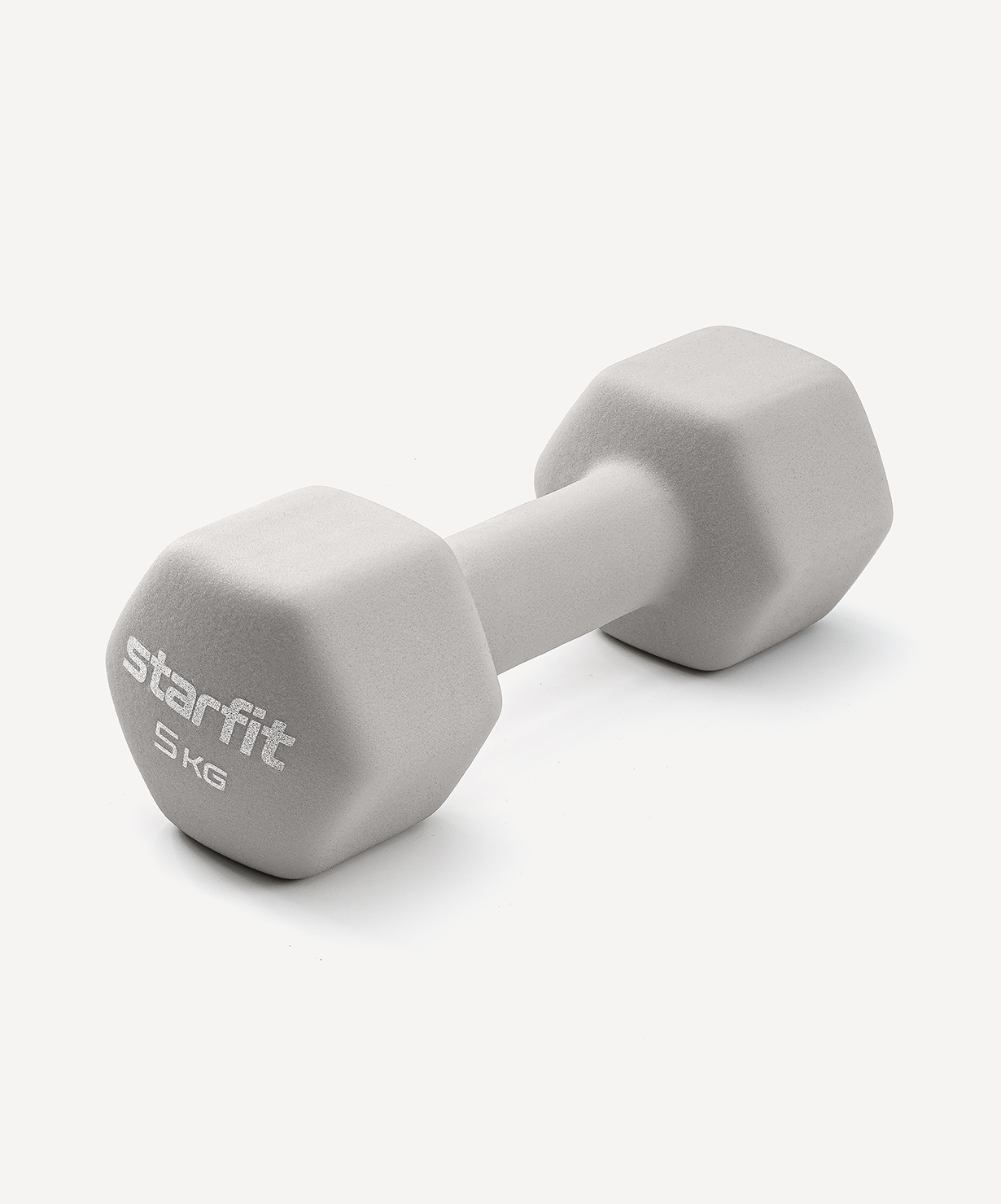 Гантель неопреновая STARFIT DB-201 5 кг, тепло-серый пастель