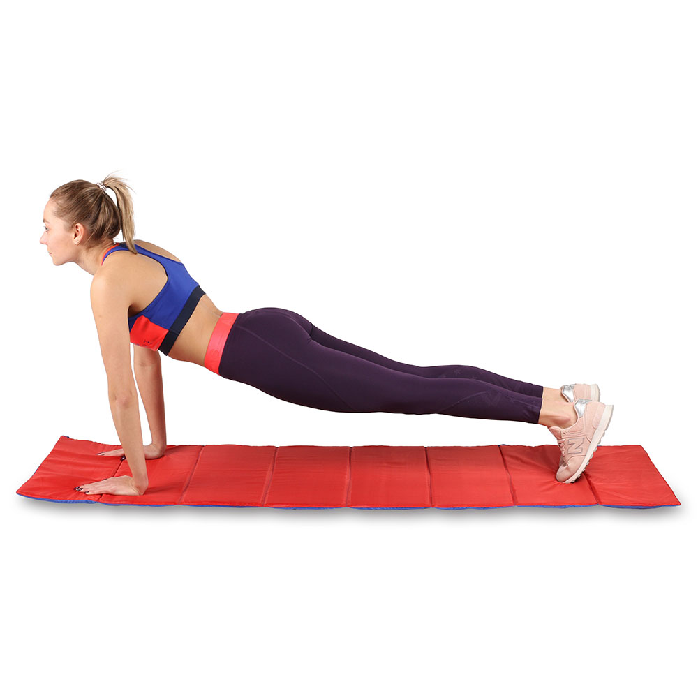 Коврик гимнастический INDIGO, SM-042-BLR, полиэстер, стенофон, cине-красный