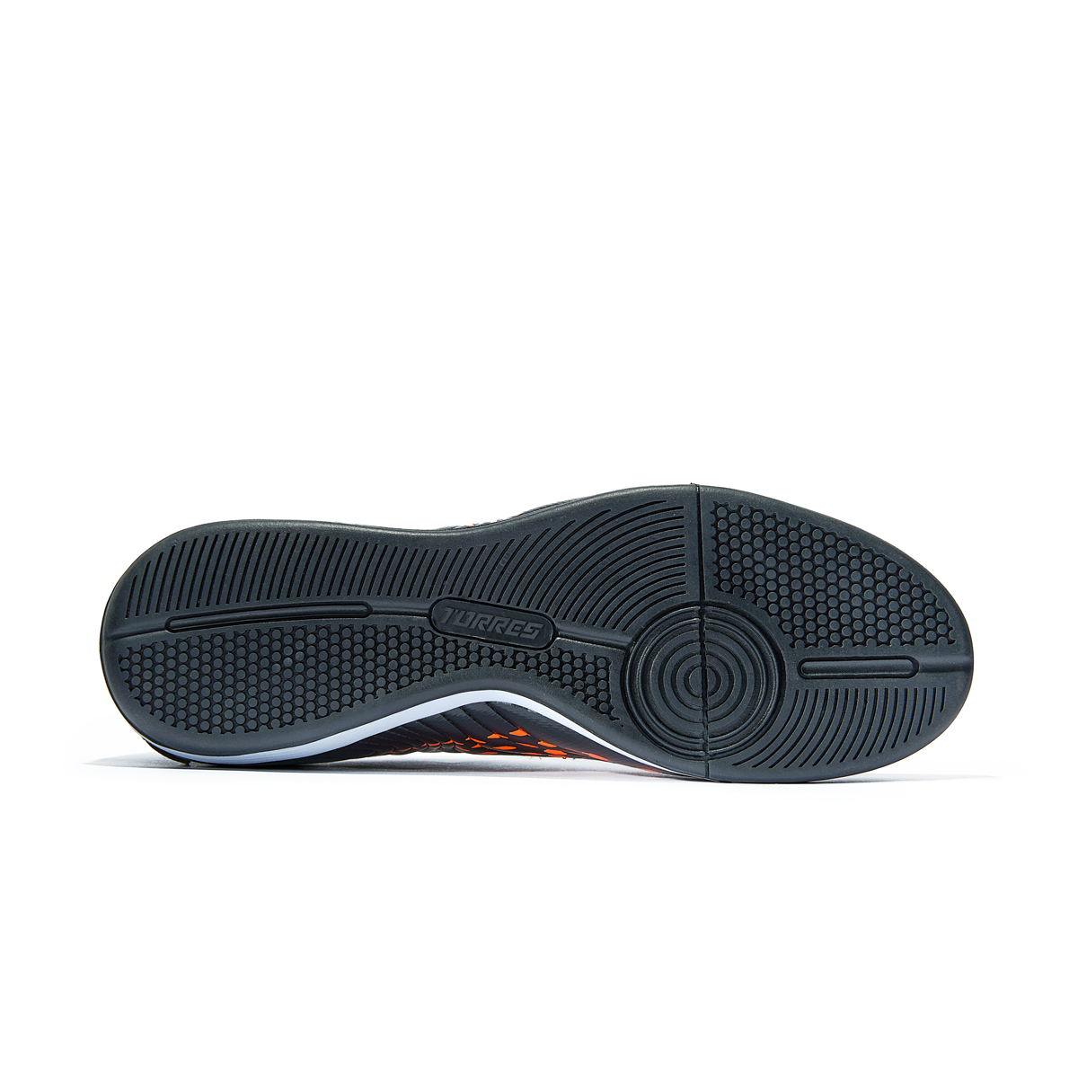 Бутсы зальные TORRES FLEX, TS134232-124-39, р.39, резина,ПУ,текстиль, чёрно-оранжевый