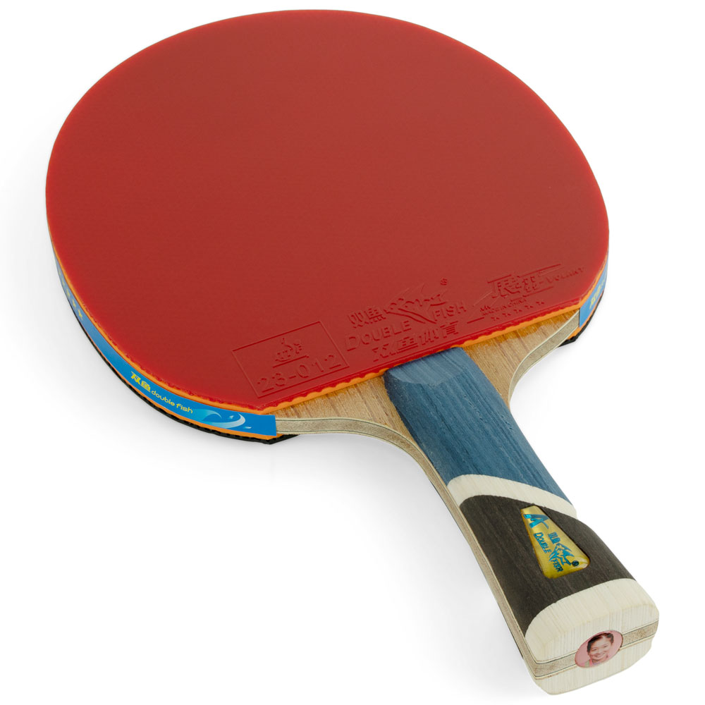Ракетка для н/т DOUBLE FISH 5A+C, для продвин, ITTF Appr, накл. 2,1 мм, конич. ручка+ 2 мяча V40+мм