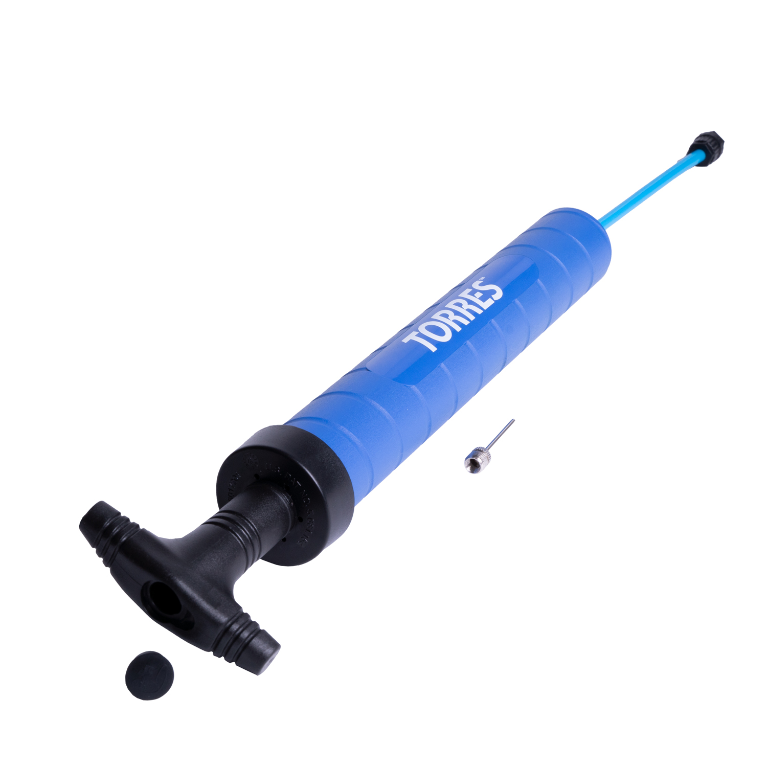 Насос TORRES двойного действия, SS1018, 30 см., пластик, гибкий шланг, игла (7 мм), синий