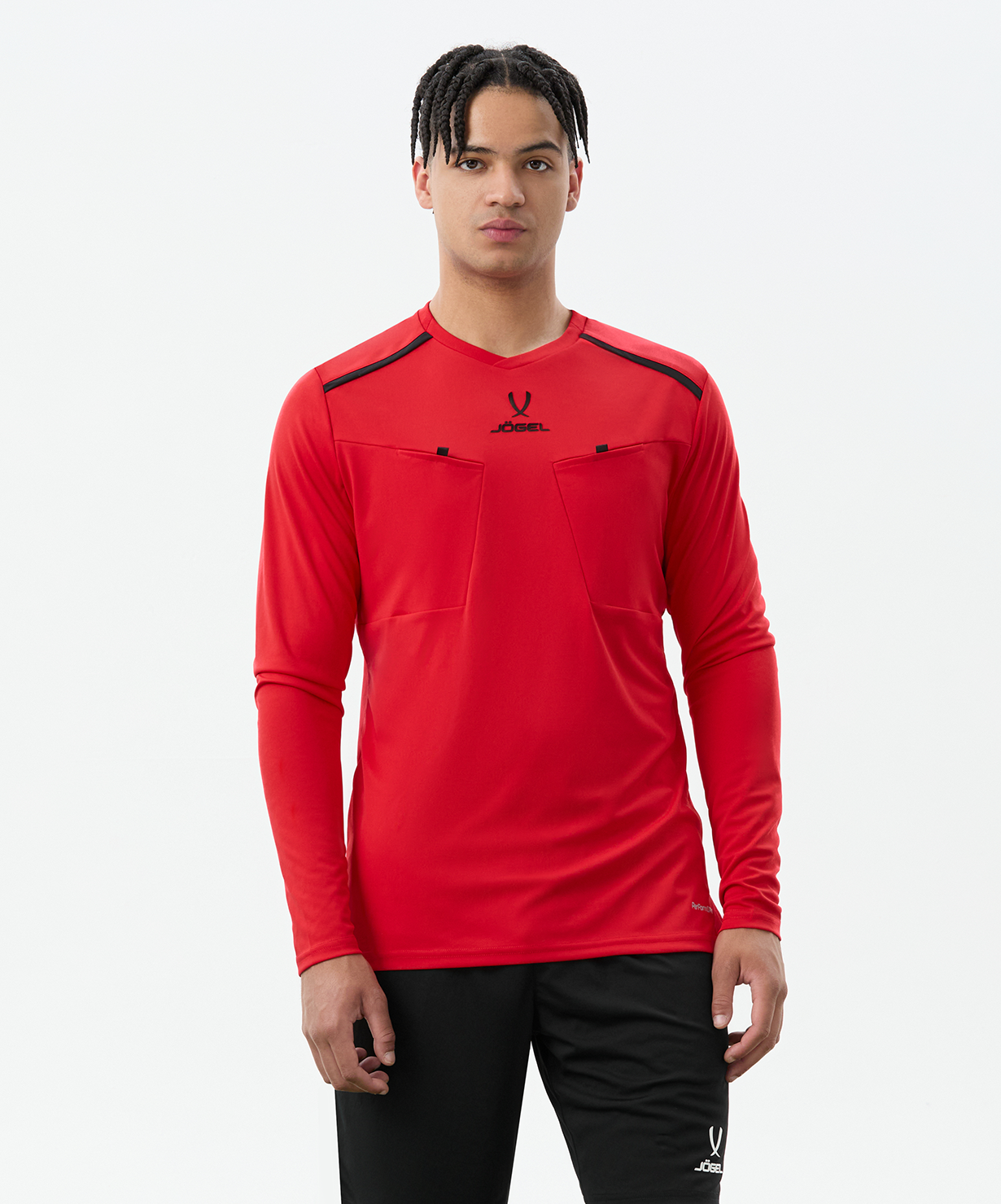 Футболка судейская с длинным рукавом JOGEL DIVISION PerFormDRY Referee LS Tee, красный, размер L