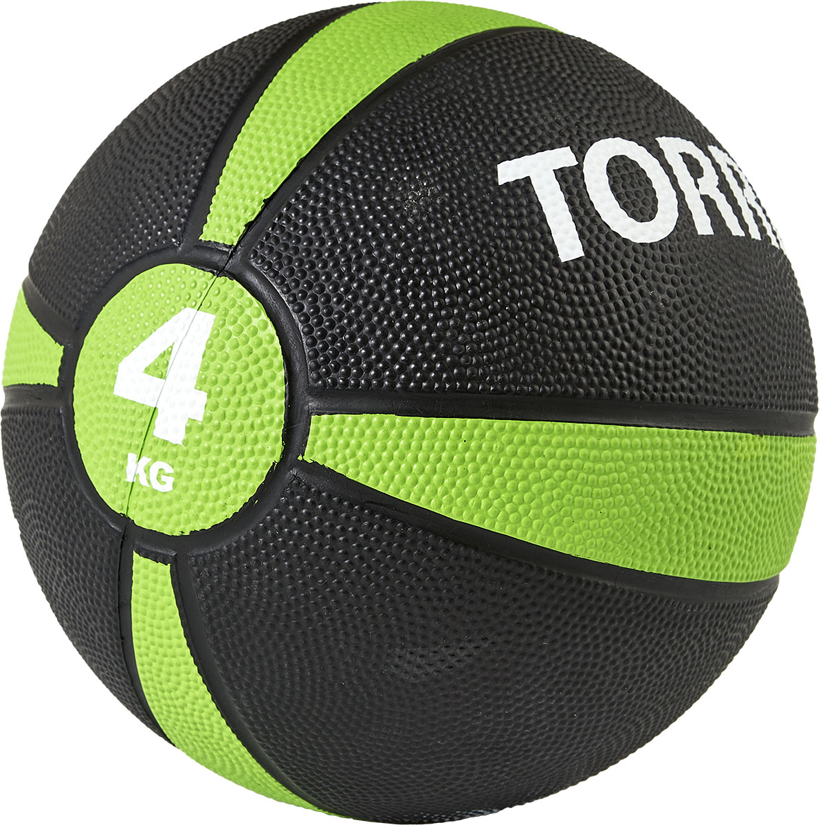 Медбол TORRES 4 кг, AL00224, резина, диаметр 21,9 см, черно-зеленый