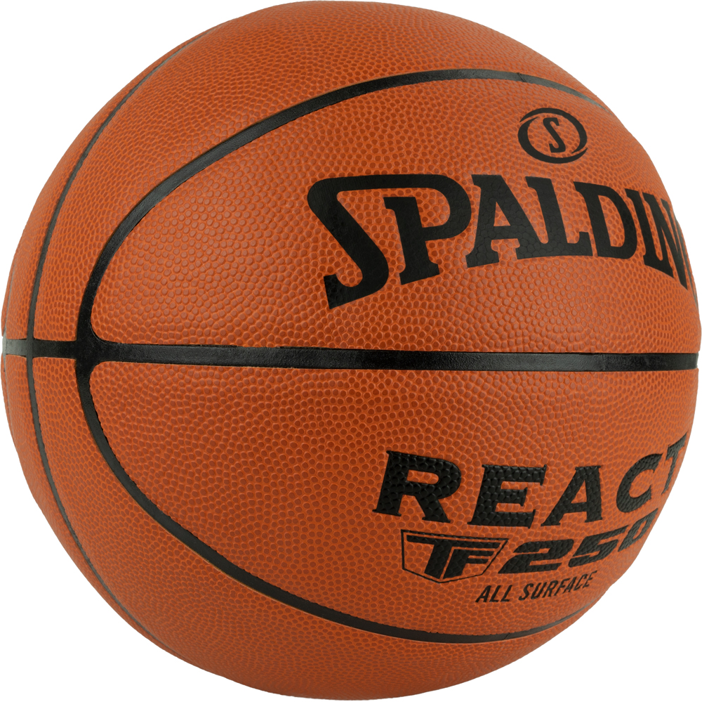 Мяч баск. SPALDING TF-250 React 76803z, р.5, композит. кожа (ПУ), коричн-черн.