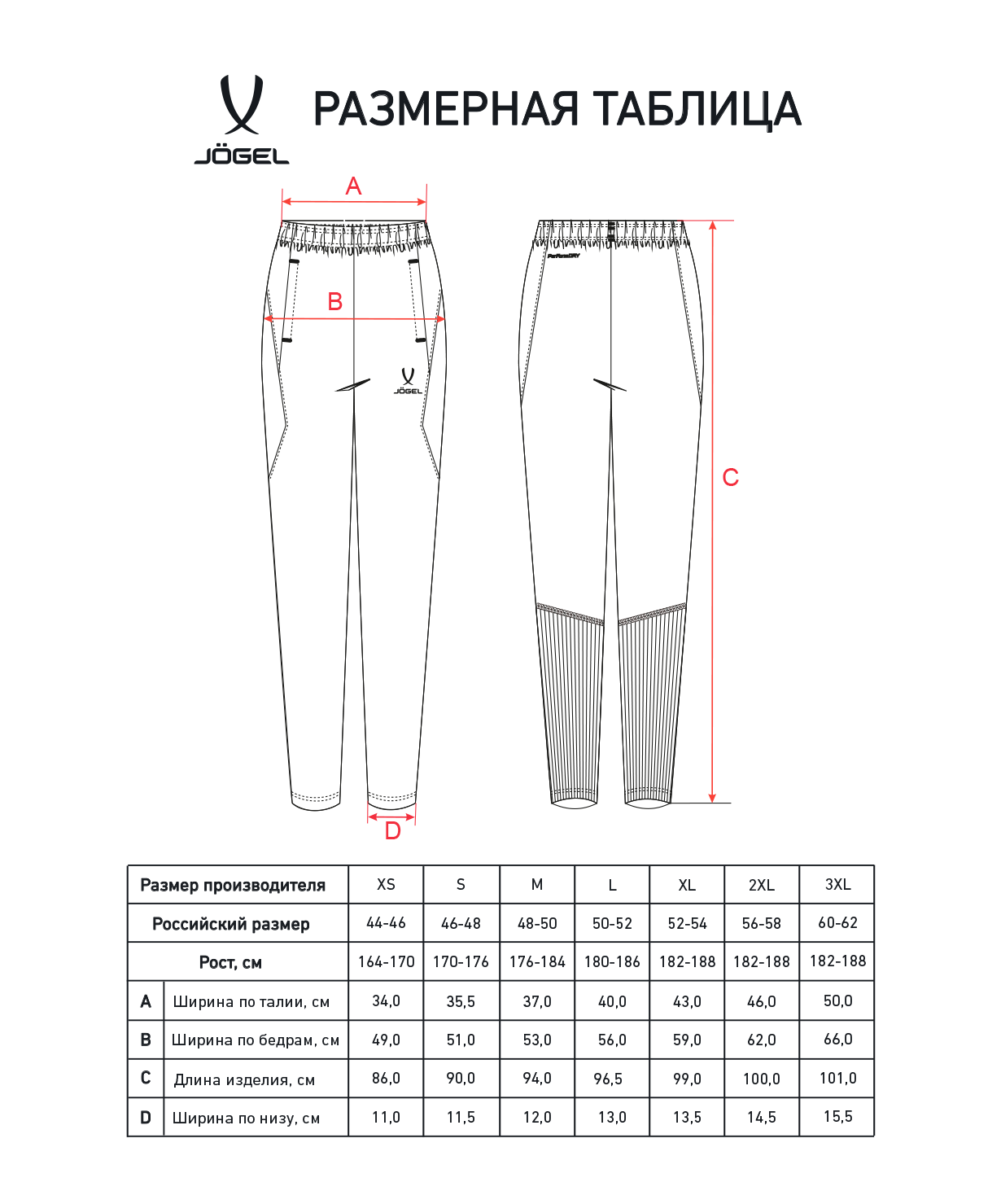 Брюки тренировочные с карманами JOGEL PREMIER PerFormDRY Training Pants, темно-синий, размер L