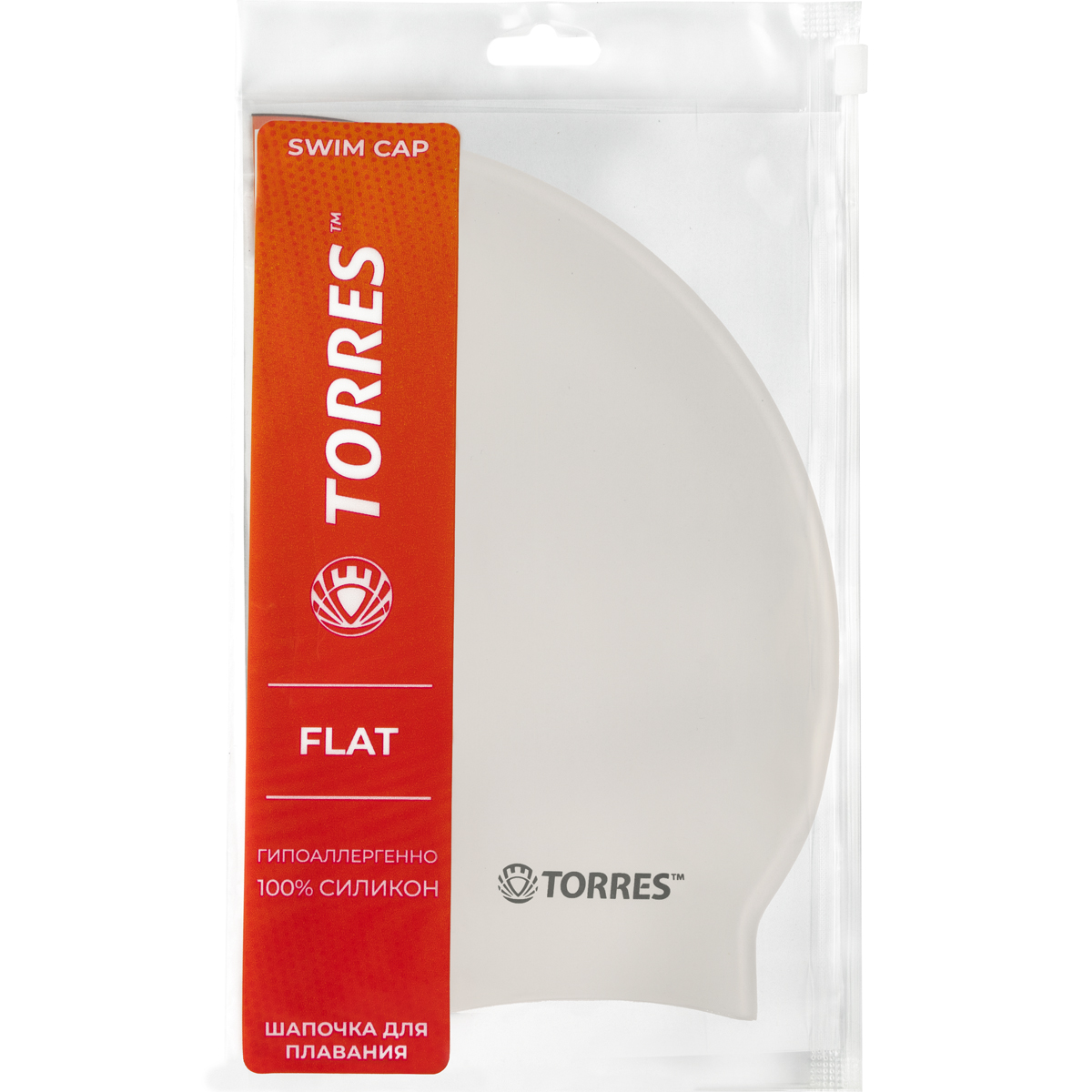 Шапочка для плав. TORRES Flat, SW-12201WT, белый, силикон