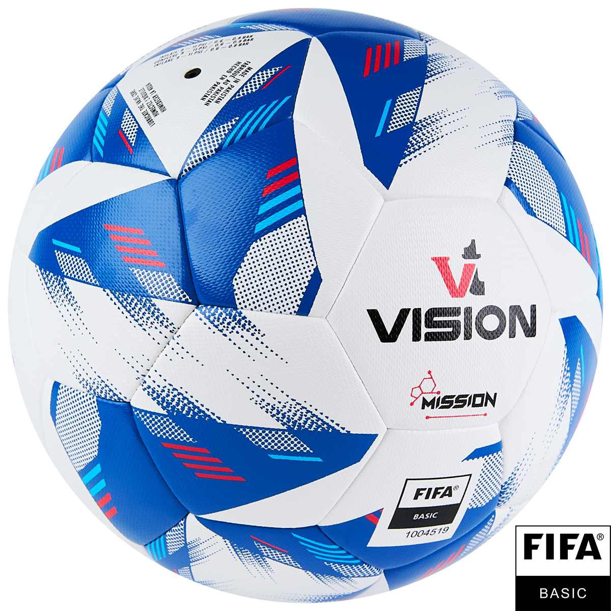 Мяч футб. VISION Mission, FV324075,р.5, FIFA Basic,PU, 32 пан, гибрид. сшив.,бел-синий