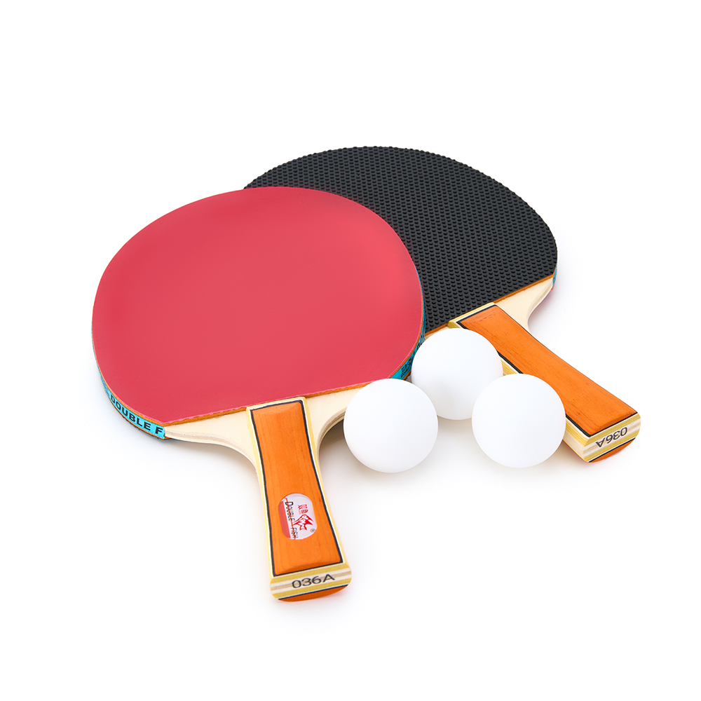 Набор для н/т DOUBLE FISH, 036A, для любителей, 2 ракетки и 3 мяча, наклад.1,5 мм, конич. ручка