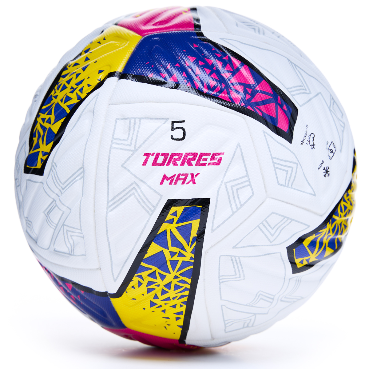 Мяч футб. TORRES MAX, F323425, р.5, ПУ, 4 сл, 12 п, термосшивка, белый-мультиколор