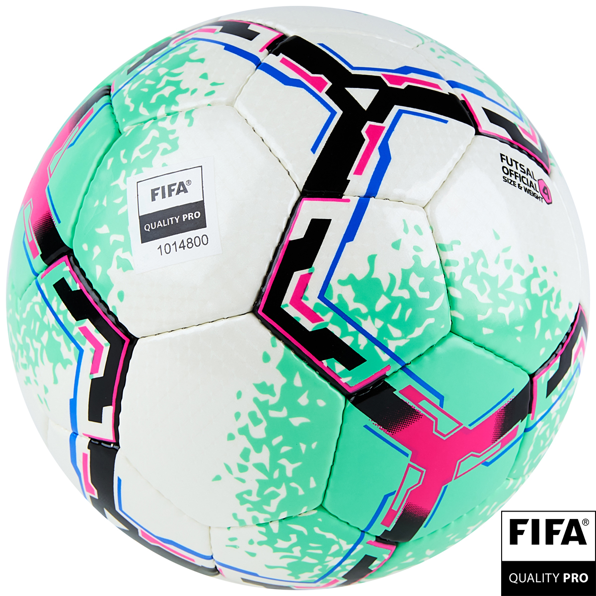 Мяч футзал. VISION SALA+, FIFA Quality Pro, FS324084 р.4, 32 п. PU, 4 подкл.сл, руч.сшив.,бело-зелен