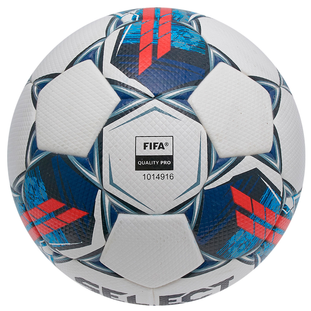 Мяч футзал. SELECT Futsal Super TB 3613460003,р.4, FIFA Quality Pro, 32п,ПУ, термосш,бело-сине-красн