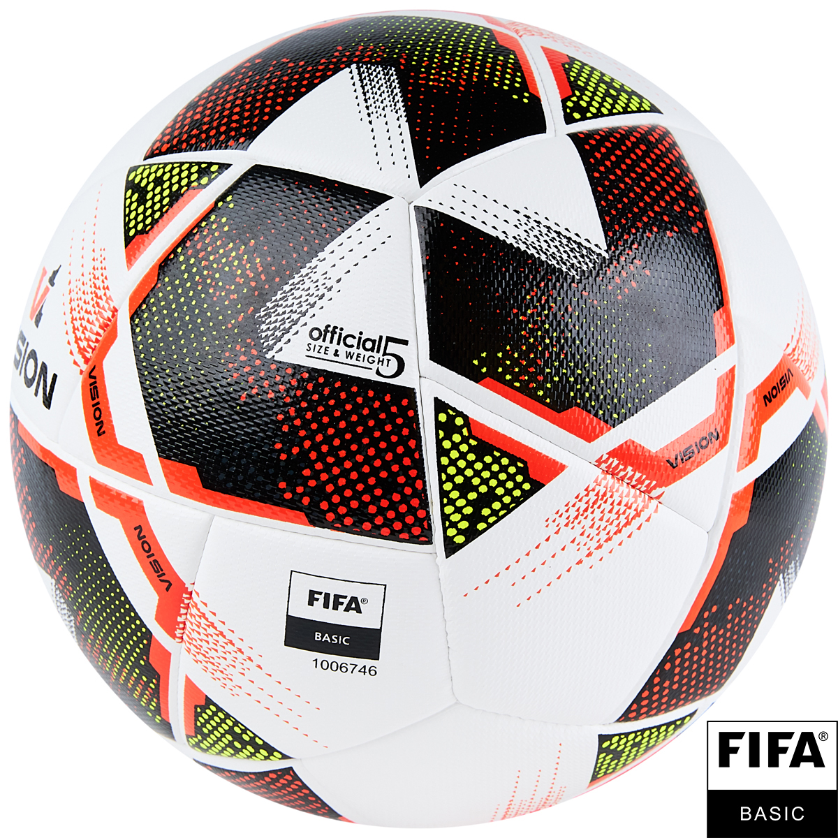 Мяч футб. VISION Spark, F324045, р.5, FIFA Basiс, 24 пан,ПУ,2 подкл.слой,гибрид.сшив,бело-мультикол