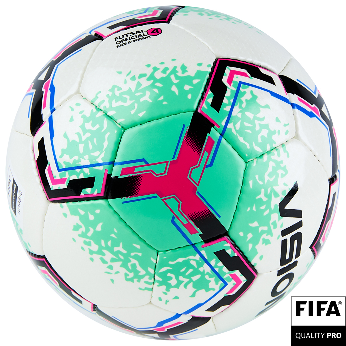 Мяч футзал. VISION SALA+, FIFA Quality Pro, FS324084 р.4, 32 п. PU, 4 подкл.сл, руч.сшив.,бело-зелен