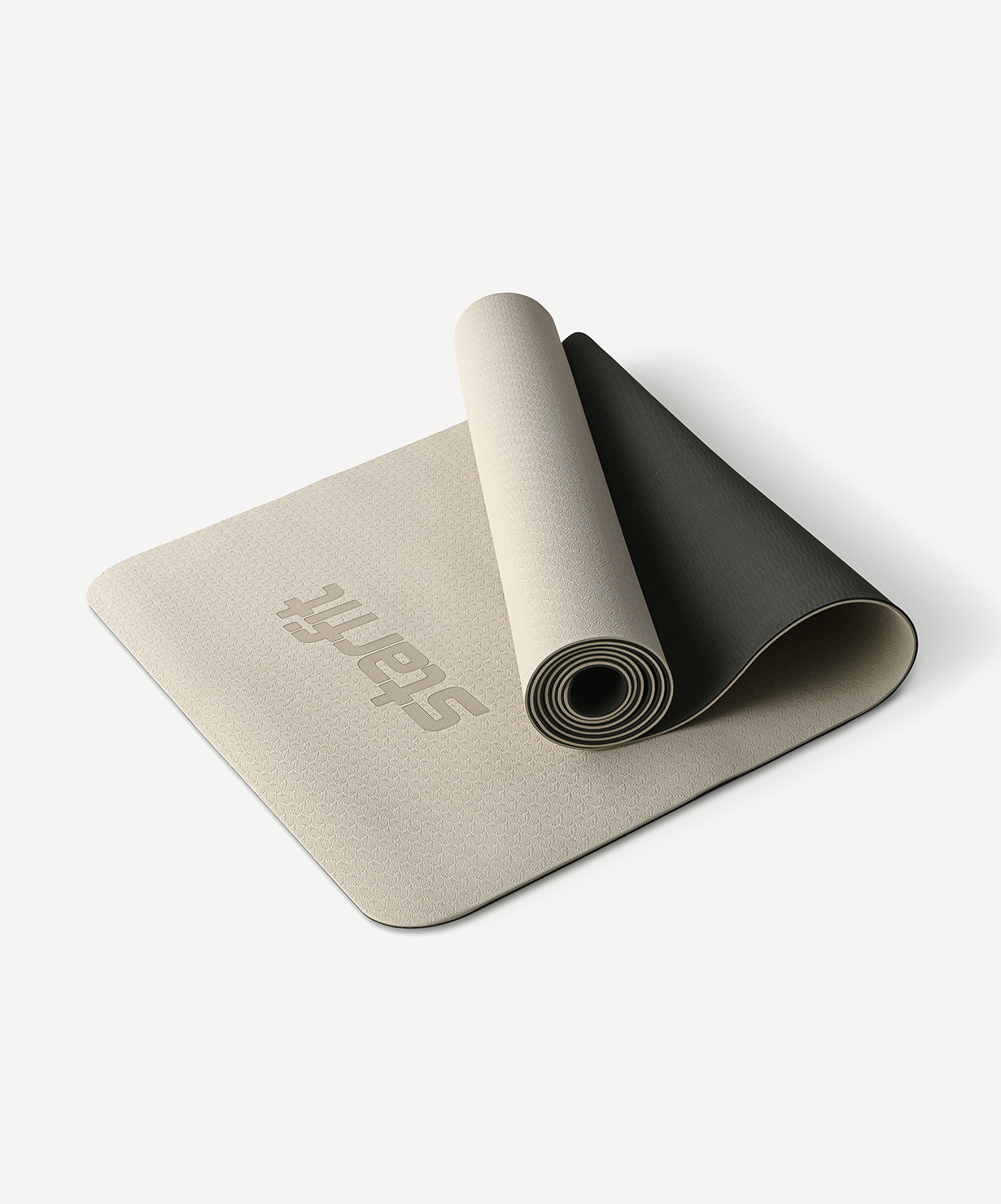 Коврик для йоги и фитнеса STARFIT FM-201, TPE, 183x61x0,4 см, черный/серый