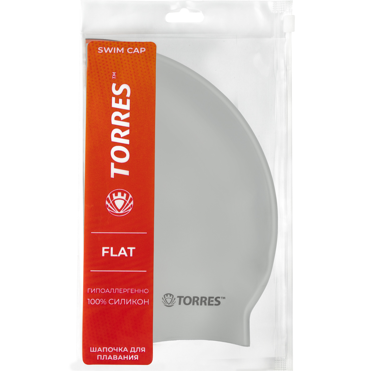 Шапочка для плав. TORRES Flat, SW-12201SV, серебристый, силикон