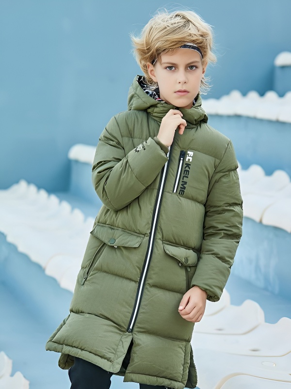 Детский пуховик KELME Boy's Mid-Length Down Jacket Dark Green
