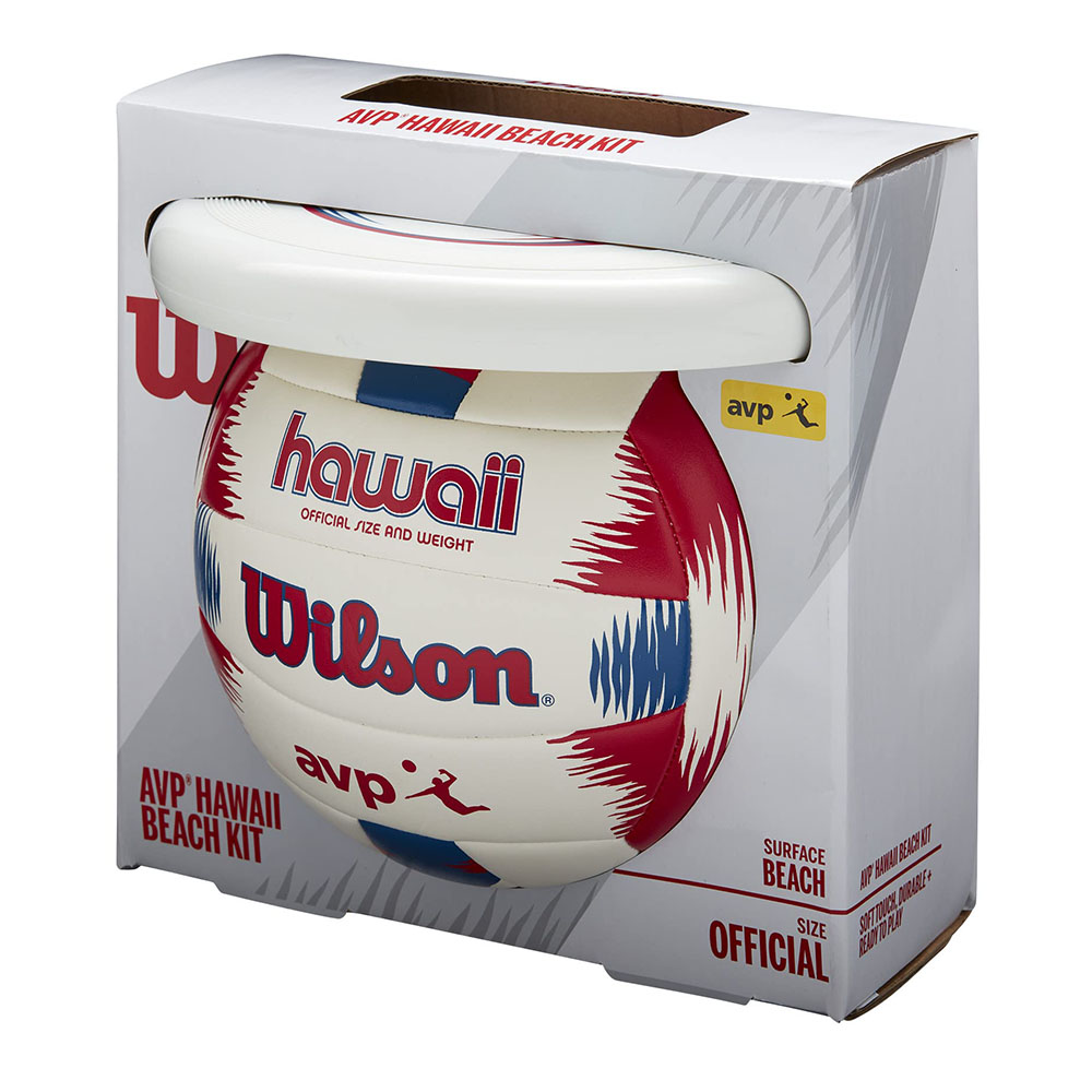 Набор WILSON Hawaii AVP, WTH80219KIT, мяч вол. + фрисби, размер 5, синт.кожа PVC, маш.сш., бело-крас