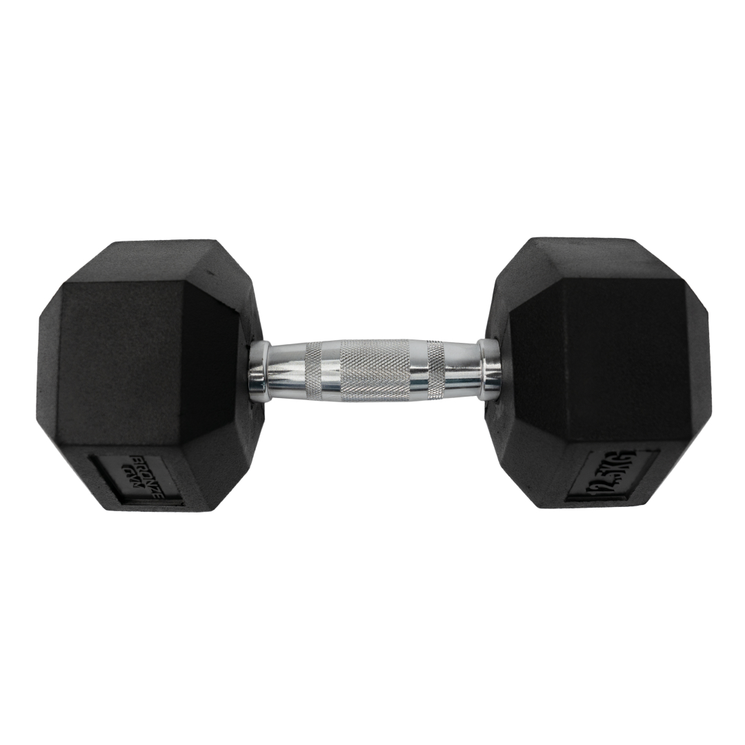 Набор гексагональных обрезиненных гантелей BRONZE GYM 27,5-50 кг - 10 пар, шаг 2,5 кг