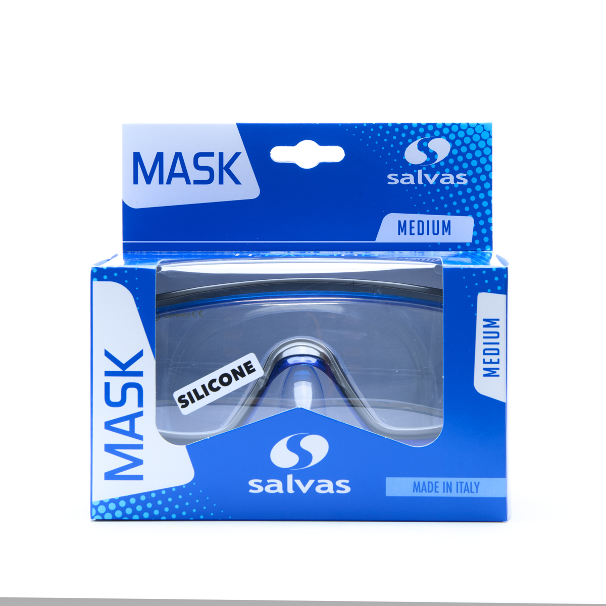 Маска для плав. Salvas Geo Md Mask, CA140S1BYSTH, закален.стекло, силикон, р. Medium, синий
