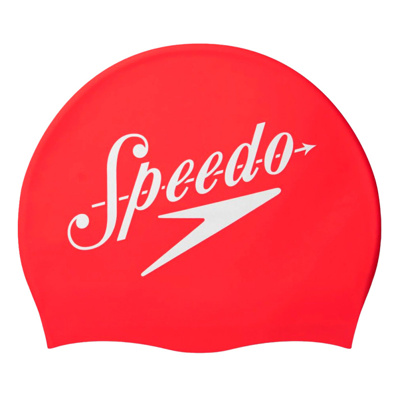 Шапочка для плав. SPEEDO Slogan Print Cap, 8-0838514614, КРАСНО-БЕЛЫЙ, силикон