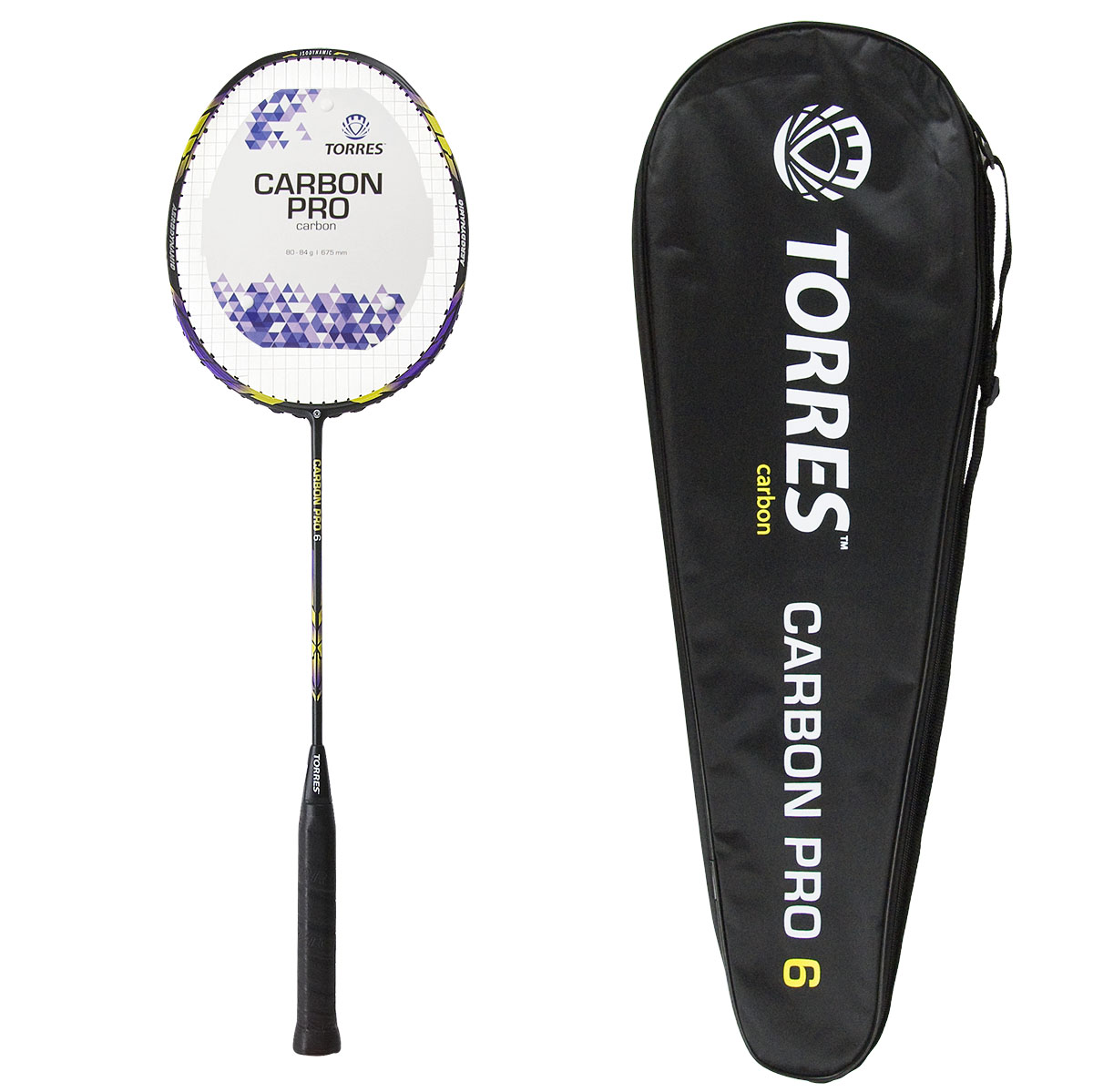 Ракетка бадм. TORRES Carbon PRO6, BD20521,для продв., стерж/обод из карбона,со струнами, фиол
