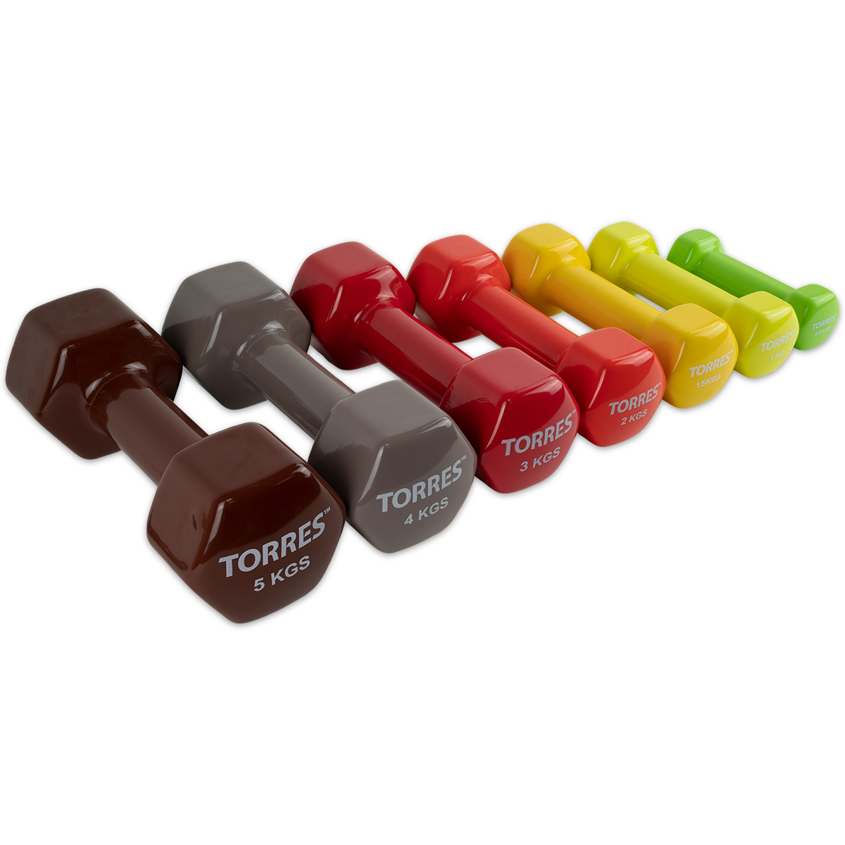 Гантель TORRES 1,5 кг, PL522203, металл в виниловой оболочке, форма шестигранник, желтый