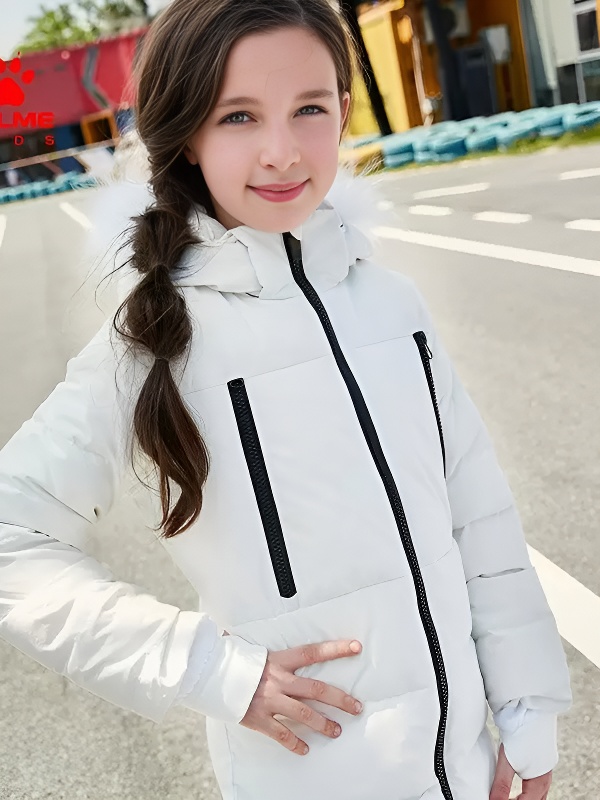Детский пуховик KELME Girl's Mid-Length Down Jacket White