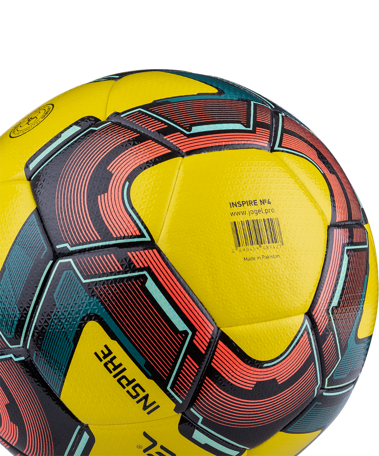 Мяч футзальный JOGEL Inspire №4, желтый/черный/красный, размер 4