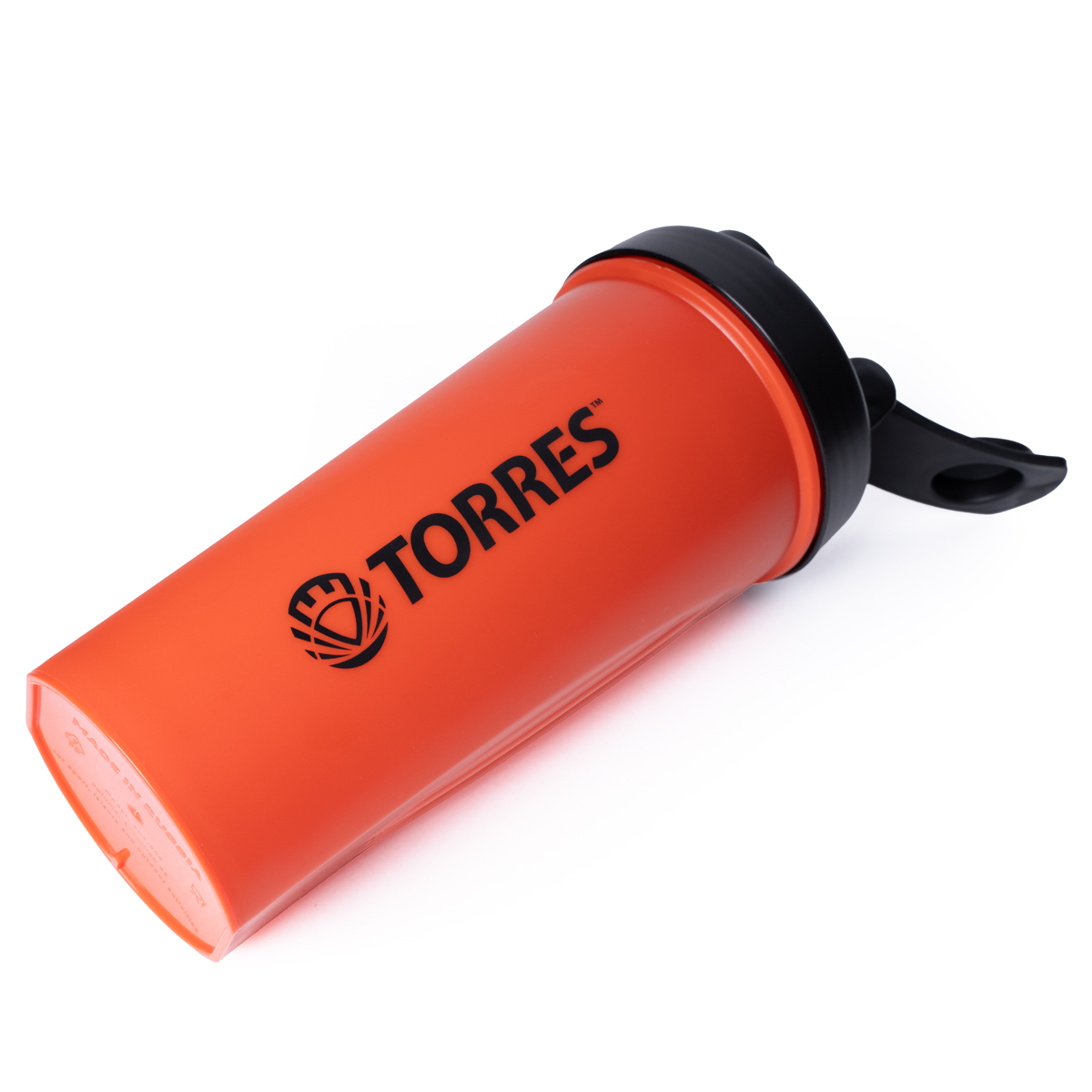 Шейкер спортивный TORRES, S01-600-02, 600мл, черная крышка с колпачком, пластик,ярко-оранжевый